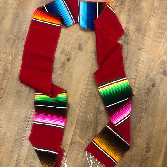 Cielito Lindo Accessories - Mexican Serape Stole Graduation Sash Scarf Red